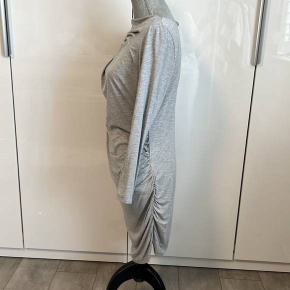 BRIAN BAILEY NWOT Grey Cotton Dress Cut Out Long Sleeve Jersey Fitted, Size XL - Picture 8 of 11